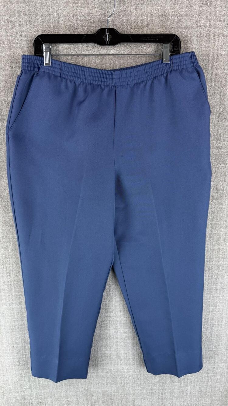 DONKENNY Pants Womens 16P Blue Petite Tapered Pull On Elastic Waist Twill